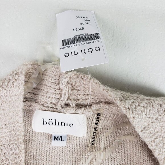Bohme Striped Duster Cardigan Sweater Womens Medium/Large Brown Open Front NEW - Picture 8 of 10